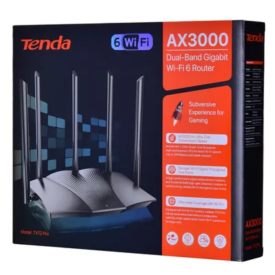 Produktbild von Tenda TX12 PRO WLAN-Router Schnelles Ethernet Dual-Band (2 4 GHz/5 GHz) Schwarz