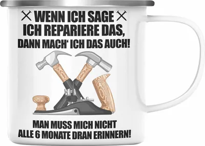 Produktbild von Trendation - Hausmeister Emaille Tasse Lustiges Geschenke Lustig Spruch Haustechniker Geschenkidee Sprüche (Silber)