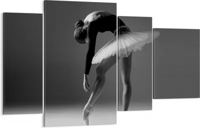 Produktbild von Bild auf Leinwand - Leinwandbild - 4 Teile - Ballerina Figur Schwarz und Weiß - 120x70cm - Wand Bild - Wanddeko - Wandbilder - Leinwanddruck - Bilder - Wanddekoration - Leinwand bilder - DL120x70-4400