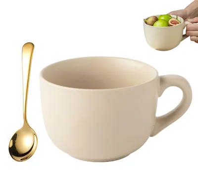 Productafbeelding van Grote Mokken en Muesli Kom met Lepel, 800 ml