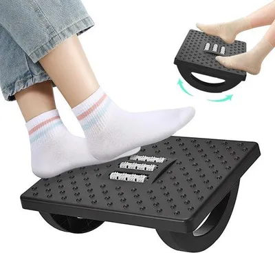 Image de Repose-pieds ergonomique avec coussin en plastique et fonctions de massage pour le bureau