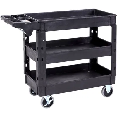 Zdjęcie produktu dla Wózek do serwowania 103x43,5x85,7cm - Wózek prześwitowy 249kg udźwigu - Wózek - Wózek wielofunkcyjny z polipropylenu - 3 komory - Wózek kuchenny - Koła skrętne - Wózek wnękowy - Wózek warsztatowy - Wózek serwisowy