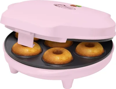 Image de Bestron Donut Maker au design rétro, Sweet Dreams, revêtement antiadhésif, 700 watts, couleur : rose