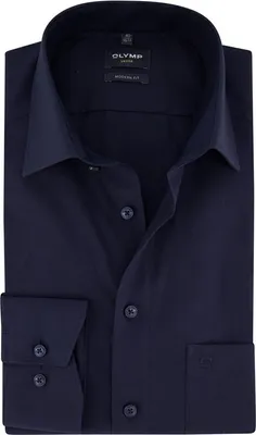 Produktbild von Olymp Business-Hemd Luxor Modern Fit navy einfarbig Baumwolle
