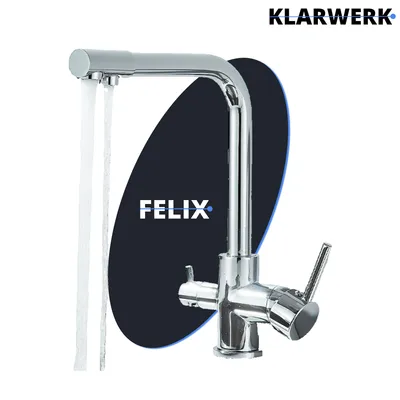 Immagine prodotto di Felix | Miscelatore premium a tre vie per acqua potabile in cromo lucido Rubinetto da cucina a osmosi in acciaio inox | Rubinetto miscelatore a 360 gradi | Filtro 3 pz