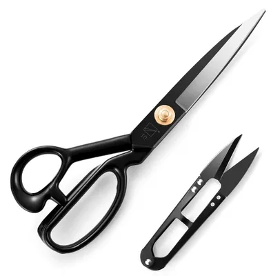 Productafbeelding van Stoffschaar 25,4 cm - Professionele, scherpe textiel schaar van roestvrij staal, geschikt voor het knippen van stoffen, kleding, textiel, leer, jeans, voor naaien en aanpassingen (zwart)