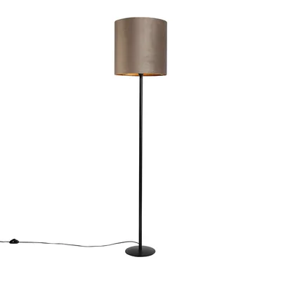Produktbild von Stehlampe Schwarz mit Veloursschirm Taupe Gold 40 cm Simplo