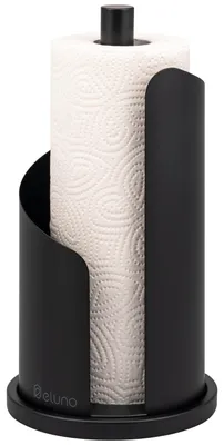 Produktbild von eluno Küchenrollenhalter aus Edelstahl und schwarz lackiertem Metall, Küchenrollen bis 28 cm oder 3 Toilettenpapierrollen