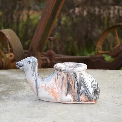 Obrázek produktu pro Marocký popelník Camel Marbled Black and Red - střední model
