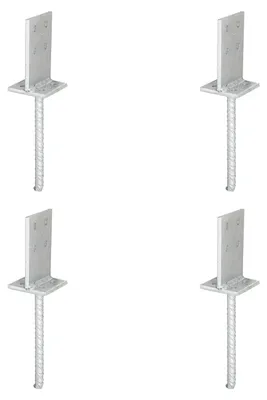 Zdjęcie produktu dla Alberts 4 x wsporniki słupków teowych ze środnikiem, środnik 130x80 mm, ocynkowane ogniowo, do zabetonowania, kotwa do betonu Ø16x200 mm, płyta 80 mm