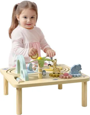 Produktbild von Famanu Aktivitätentisch für Kleinkinder - Lernspielzeug aus Holz - Beige