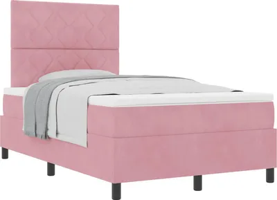 Obrázok produktu pre Posteľ s pružinovým rámom s matracmi Ružová 120 x 200 cm Zamat