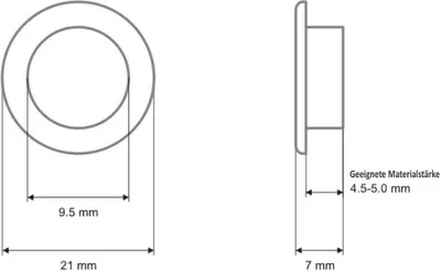 Öse 21 mm, Durchzug 9,5mm