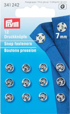 Produktbild von Prym Annäh-Druckknöpfe, 7mm, silberfarbig, Nähdruckknopf, Messing, Silber, 7 mm, 12 Stück(e)