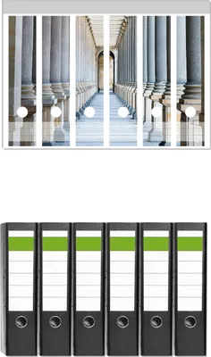 Produktbild von Wallario 6 Stück breite Ordner inkl. Klebeetiketten mit Motive Säulengang -  Set mit Rückenschildern / Ordnerrücken Stickern