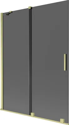Produktbild von Mexen Velar Duschwand 2-flügelig verschiebbar 130 x 150 cm, grafit, gold gebürstet - 896-130-000-41-55