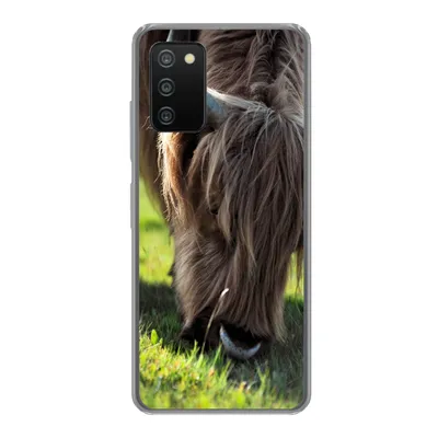 Produktbild von MuchoWow® Handyhülle Schutzhülle Hülle für Samsung Galaxy A03s Schottischer Highlander - Hörner - Sonne Silikon Softcase Handy Hülle - Schutz