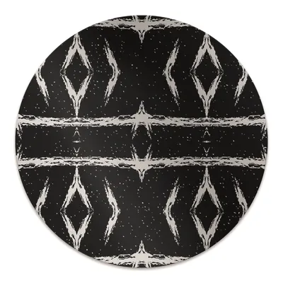 Obrázok produktu pre Okrúhla Podlahová ochranná podložka - Ochranná podložka pod stoličku - Podlahová podložka - 140x100 cm - Čierna abstrakcia.