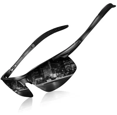 Produktbild von Omgoods – Sonnenbrille für Herren, polarisiert – 100% UV-Schutz – Sportsonnenbrille – Umrahmendes Design – Reduziert Blendung – Geeignet für Aktivitäten – Sportsonnenbrille
