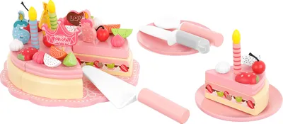 Produktbild von Holz-Geburtstagstorte mit komplettem Set aus 48 Accessoires