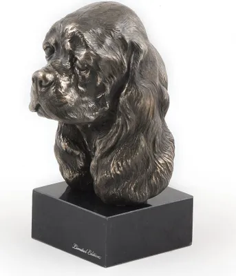 Productafbeelding van Amerikaanse Cocker Spaniel - Hondenbeeld, buste op een stenen voetstuk, sculptuur, trofee voor hondenshows, merk Art-Dog