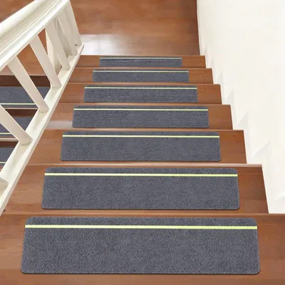 Treppenmatten 15er Set, 76x20 cm, selbstklebend, dunkelgrau