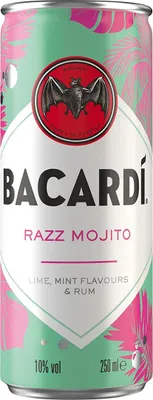 Obrázek produktu pro Bacardi Razz Mojito míchaný nápoj s alkoholem v plechovce 250 ml