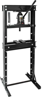 Image de Presse hydraulique noire, modèle 20T Black Edition, dimensions 500 mm. Presse hydraulique en acier, conçue pour le travail en atelier, idéale pour le pressage, le poinçonnage et le formage