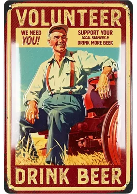 Produktbild von LANOLU Retro Blechschild SUPPORT YOUR FARMER BEER - Bier Schild, Geschenk Bierliebhaber, Metallschilder mit Sprüchen 20x30cm