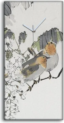 Produktbild von Dekor Leinwand Uhr Wandbilder 30x60 Malerei Asiatischer Zweig Tier Vogel - weiße Hände