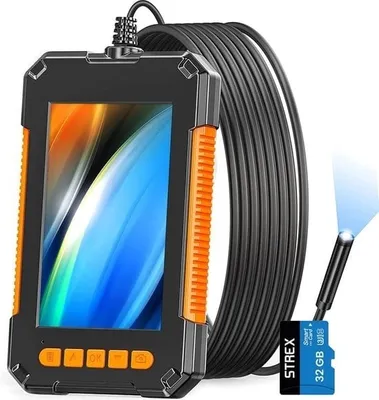 Image de Strex Strex caméra d'inspection avec écran 10M - 1080P HD - 4,3 pouces écran LCD - IP67 étanche - éclairage LED - endoscope - caméra d'inspection - Incl. 32gb microSD