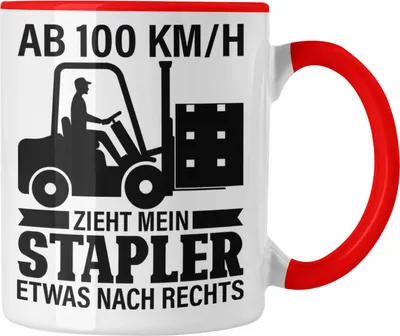 Produktbild von Trendation - Gabelstapler Lagerist Geschenk Tasse Staplerfahrer Spruch Fachlagerist Geschenkidee (Rot)