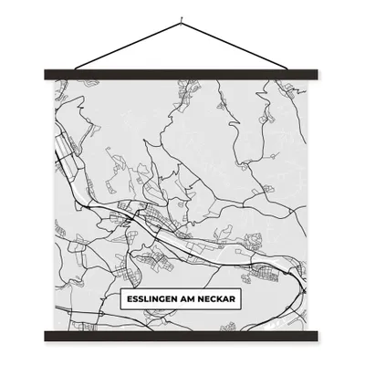 Produktbild von MuchoWow® Textilposter Deutschland - Karte - Esslingen Am Neckar - Karte - Stadtplan 120x120 cm mit schwarzem Rahmen - Aufhängungsset