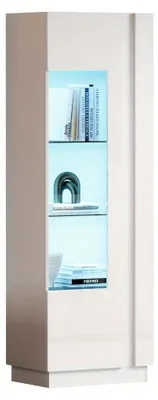 Immagine prodotto di Vetrina – Vetrina in vetro – Vetrina espositiva – Mobile contenitore – Vetrina – Bianco lucido – 60x40x180 cm – Ante in acrilico