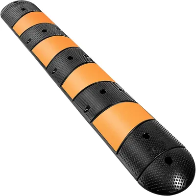 Produktbild von VEVOR 2 Stück Gummi Geschwindigkeitsdämpfer 183 x 30 x 4,5 cm, 2 Kanäle, 100000 kg Tragfähigkeit, Schwerlast Verkehrsgeschwindigkeitsdämpfer, mit hochreflektierendem gelbem Streifen, 8 Erweiterungsschrauben und 1 Bohrer, für Asphalt-, Beton- und Schotterstraßen
