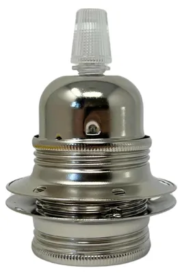 E27 Metall-Lampenfassung, nickelfarben, mit Sicherungsringen