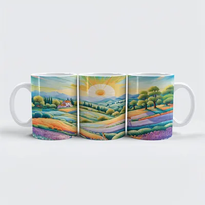 Image de raxxa Premium-Tasse "Colline d'été avec champs de lavande et de fleurs"