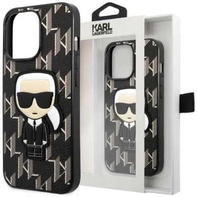 Produktbild von Karl Lagerfeld KLHCP13LPMNIKBK iPhone 13 Pro / 13 6.1" Hardcase schwarz/schwarz Monogram Ikonik Patch Handyhülle