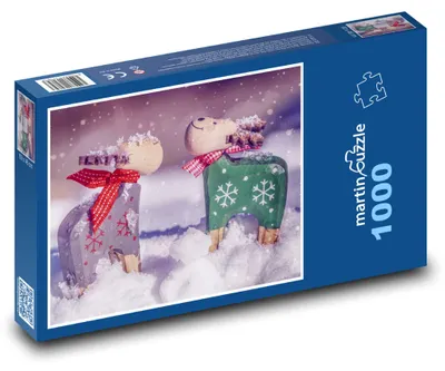 Obrázek produktu pro Puzzle 1000 Sobí dekorace ve sněhu - martinpuzzle