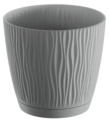 Produktbild von Topf mit Untertasse steingrau 15 cm Sandy P