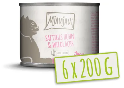Obrázek produktu pro MjAMjAM 4260512871369, Dospělý jedinec, Kuřecí maso, Losos, 200 g, Bez obilovin