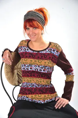 Productafbeelding van Langarmshirt | Kringel | 100% katoen. Handgemaakte mode voor individualisten, maat S
