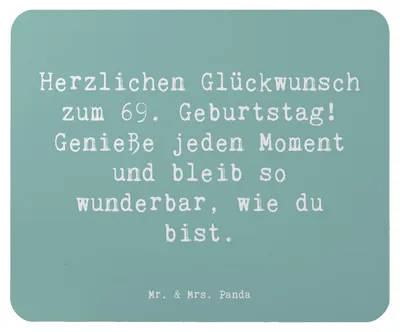 Produktbild von Mr. & Mrs. Panda Mauspad Spruch 69. Geburtstag Glückwünsche - Meeresbrise - Geschenk, Happy Birthday, besondere Beziehung, laptop mousepad, Herzlichen Glückwunsch, pc