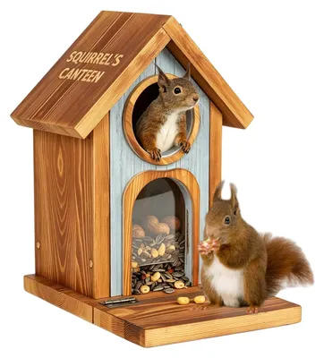 Eichhörnchen-Futterhaus Holz natur wetterfest 24,9x17x25,9 cm
