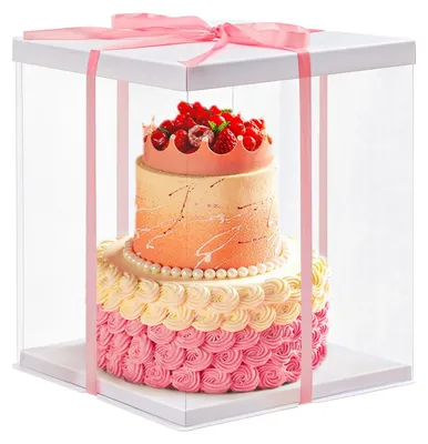 Immagine prodotto di Omgoods - Scatola trasparente per torte da 15 cm (6 pollici) con coperchio e fiocco