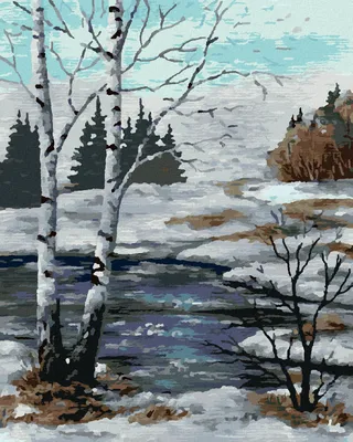 Produktbild von Zuty - Malen nach Zahlen - BIRKEN IN DER WINTERLANDSCHAFT, 40x50 cm, mit Keilrahmen (bereits gespannt)