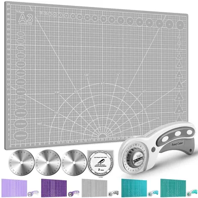 Rollschneider-Set mit A3 Schneidematte, 45 mm, grau