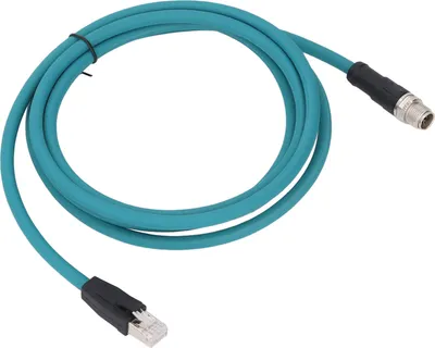 Obrázok produktu pre Priemyselný ethernetový kábel M12 8Pin X Code Straight Connector to RJ45 Male Adapter Cord CAT6A 2 Meter Water Blue
