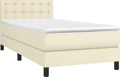 Zdjęcie produktu dla vidaXL Łóżko sprężynowe z materacem kremowe 80x200 cm imitacja skóry