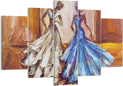 Produktbild von Bild auf Leinwand - Leinwandbild - 5 Teile - Frauen Kleider Öl - 150x100cm - Wand Bild - Wanddeko - Wandbilder - Leinwanddruck - Bilder - Wanddekoration - Leinwand bilder - Wandbild - EA150x100-4172